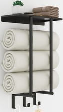 Towel Racks for Bathroom Wall Mounted with Metal Shelf and 3 Hooks for Small
