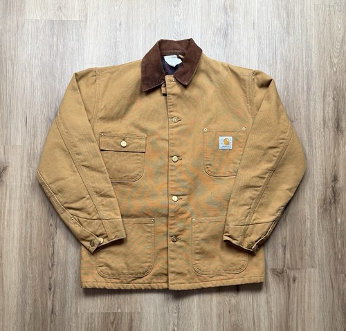 VINTAGE Carhartt 6BLC Duck Brown Chore Coat Size 36 Blanket Lined Workwear Barn