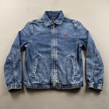 Polo Ralph Lauren Jacket Harrington Youth Small Blue Denim Jean Pony Full Zip