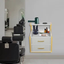 Wall Mount Salon Stylist Station Barber Spa Beauty Storage Cabinet 2 Drawers