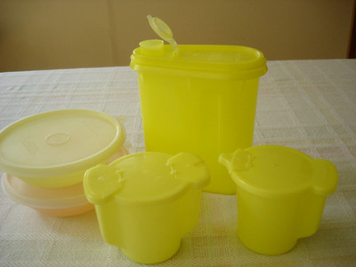 Lot Vintage Tupperware Yellow Cream Sugar,  Beverage Container,  Bowls~Very Nice