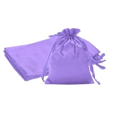 3 Pcs 6 x 8 Inch Satin Bags with Drawstring, Drawstring Gift Bags Light Purple