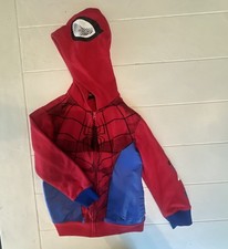 Kids Spiderman Full Zip Hooded Jacket Size Medium