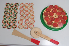 Melissa Doug Wooden Pizza Party Set 54 Toppings, Cutter Spatula