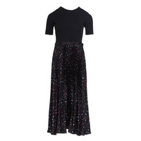 Maje Damen Satin Kleid Midikleid Schwarz Plissee Gr. 38 M Fr 38 MFPRO01787