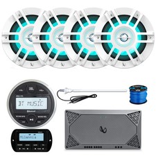 JBL PRV175 Bluetooth Receiver, Remote, 4 6.5" LED Speaker, Amp, Wire,Antenna