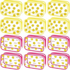 Kacctyen 12 Pcs Softball Clear Makeup Bag with Zipper Bulk Sport Goodie Clear...