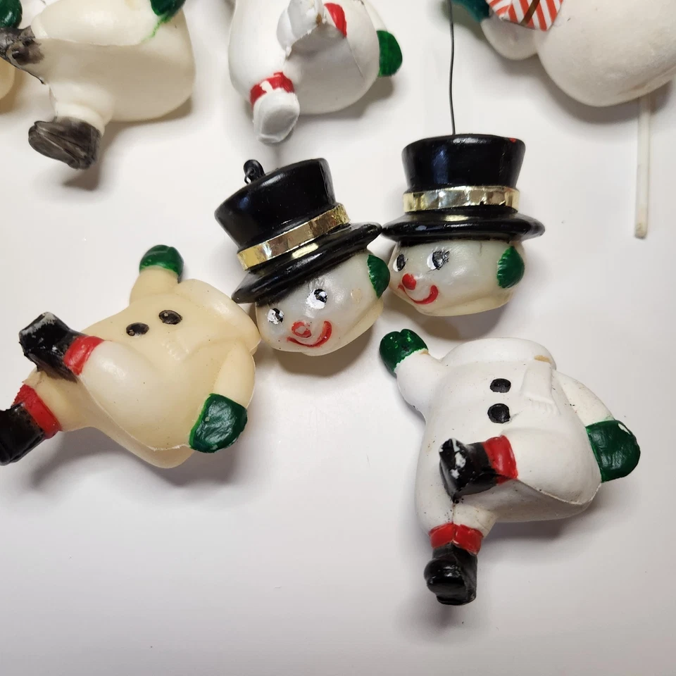 VTG Snowman Christmas Ornament Plastic Lot Of 11 Frosty MCM 4.5 In. READ Damage Foto 2 de 4