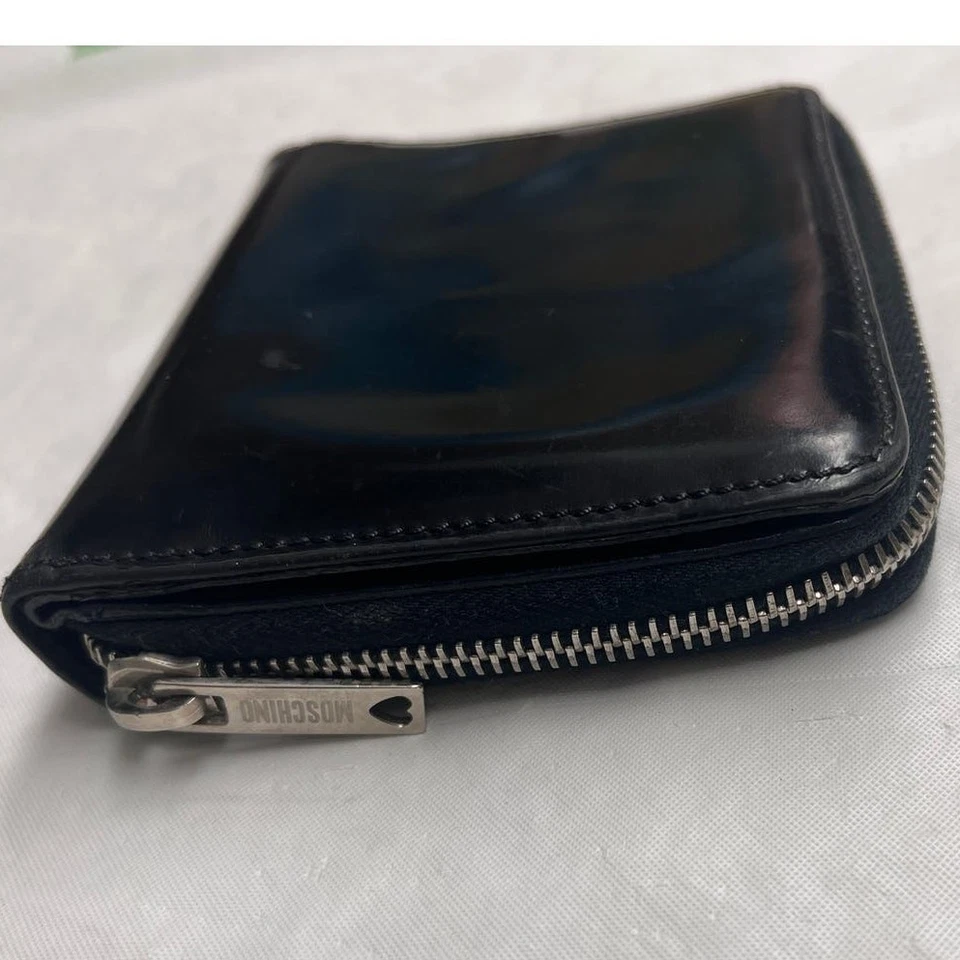 Carteira de couro preta vintage Moschino, feita na Itália - Imagem 2 de 4