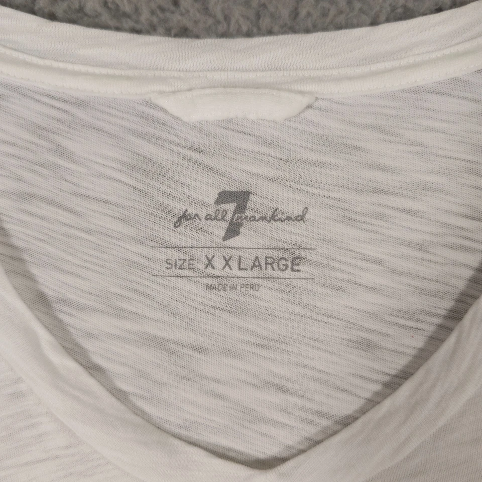 Camisa 7 For All Mankind Para Hombres XXL 2XL Blanca Algodón Slub Cuello en V Bolsillo Camiseta Informal Foto 3 de 4
