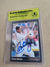 Carlos Baerga Signed 1993 Pinnacle Baseball Card Indians BGS Coa
