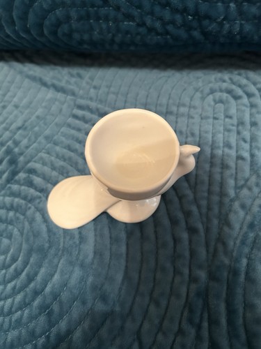 Vintage French Limoge Porcelain White Egg Cup - Peacock Shaped - Picture 3 of 5