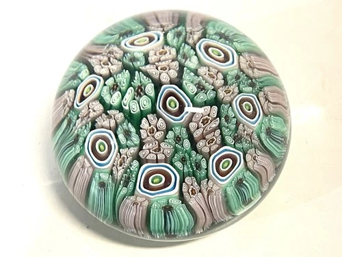 Vintage Murano Italy Millefiori Art Glass Paperweight