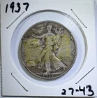1937 50C Liberty Walking SILVER Half Dollar circulated TAPE (27-43)