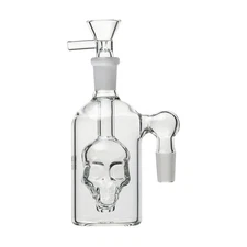 90° 14mm Skull Glass Ash Catcher w Bowl Slide 4 Hookah Bubbler Bong Water Pipe C