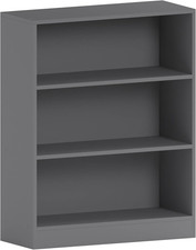 Cambridge - Libreria Bassa a 3 Ripiani, in Legno, per Ufficio, Soggiorno, Grigio