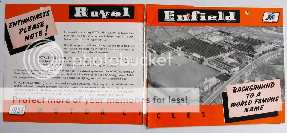 ROYAL ENFIELD SPRING FRAME MOTORCYCLES Sales Brochure Nov 1953 #325/75M/1153 - Image 2 of 4