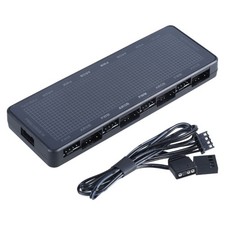 LED ARGB Fan Hub with PWM Speed Controls, 8 Port, SATAs Powered for PC Builders