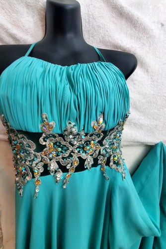 FabuLuxe Couture Ball Festlich Party Kleid Gr. XL Türkis/Cyan Bodenlang - Bild 11 von 17