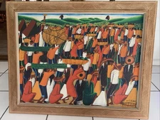 Laurent Casimir (Haitian), Original c 1969 Market Scene, Signed