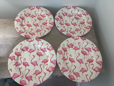 Flamingo Melamine Dinner Plates Pink Crowns Birds 11  Set Of 4 Pimpernel