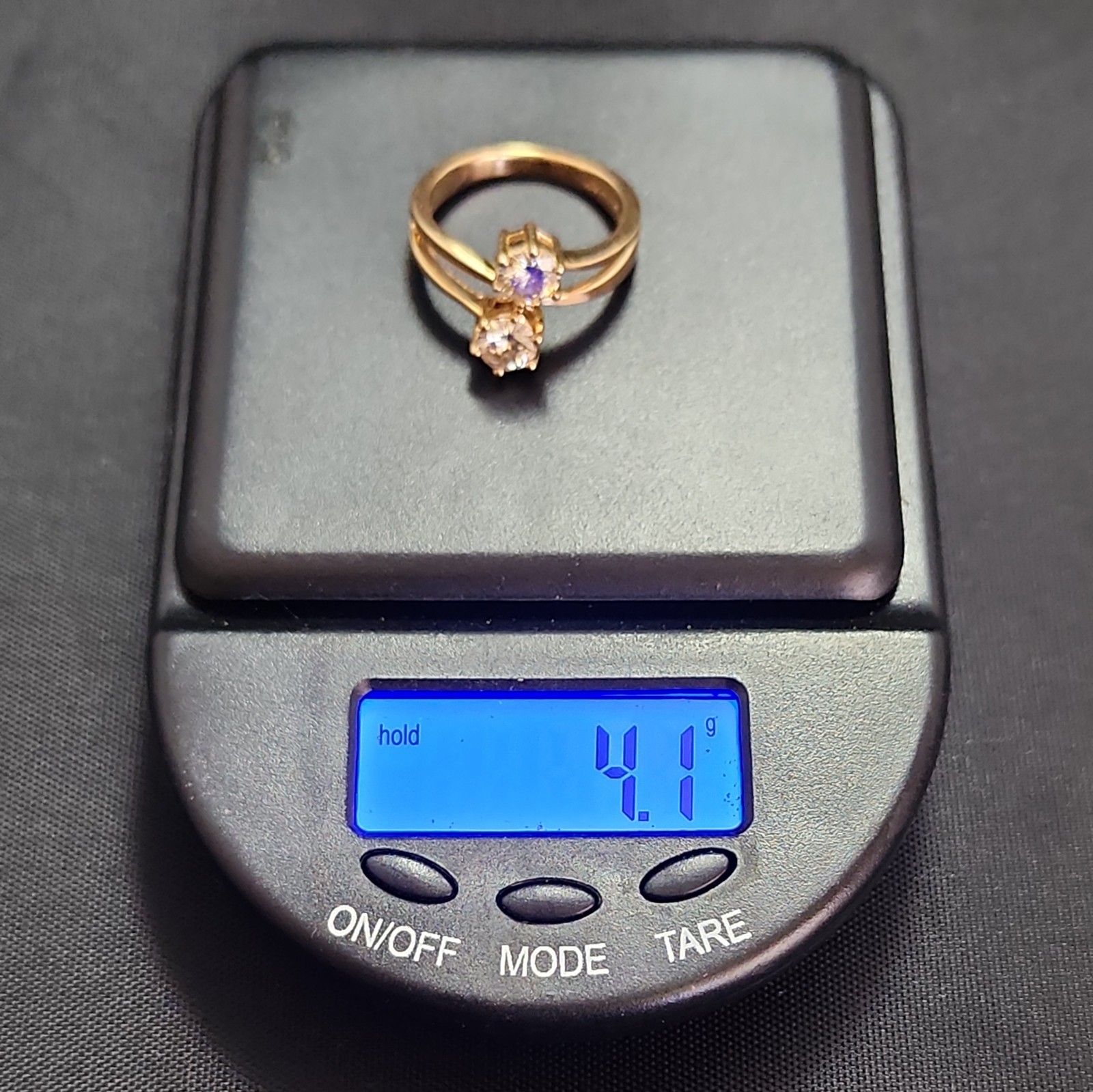 Round Two Stone MOISSANITE  Ring Solid 14K Yellow… - image 9