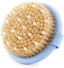 Dry Brushing Body Brush for Massage - Natural Boar Bristle Exfoliating Brush wit