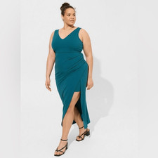 Maxi Stretch Crepe V-Neck Column Dress Size 20 NWT