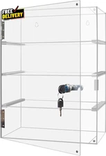 Locking Display Case Showcase Display Cabinet 4-Tier Acrylic Display Case with..