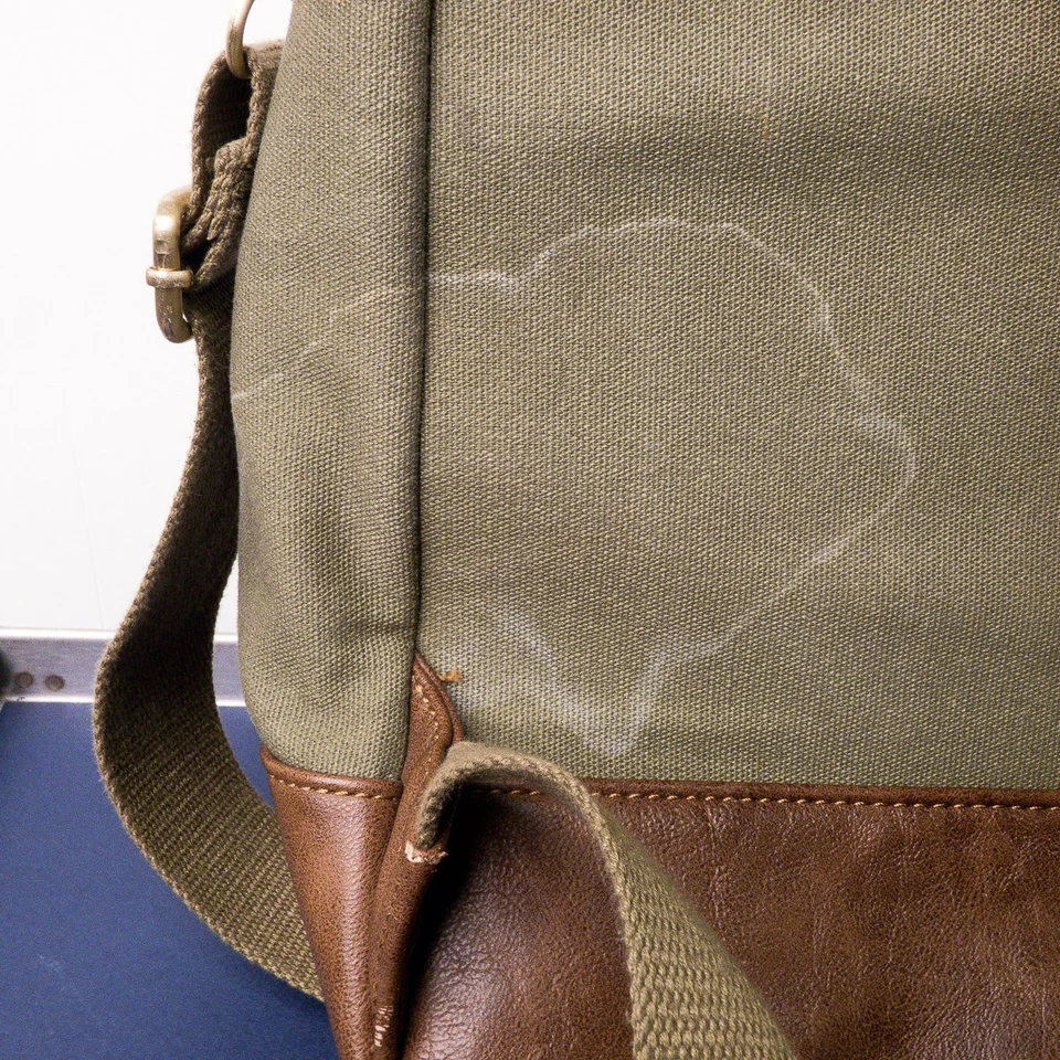 Little Unicorn Marindale Baby Diaper Bag Backpack Green Canvas Brown Leather - Image 4 of 4