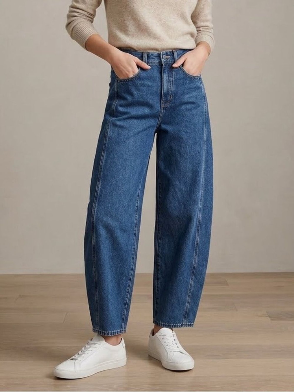 J.Crew High Rise Barrel Leg Jeans in Authentic Indigo Wash 25T Tall Inseam