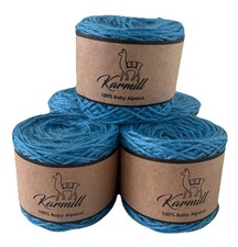 Alpaca Wool Skeins 100 Baby Alpaca Yarn DK Weight Lot of 5 Turquoise 5563