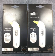 LOT OF 2 Braun ThermoScan 3 Compact and Quick Ear Thermometer IRT3030USV1