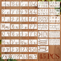 45 StüCk Buchstaben Schablone, Buchstaben Und Zahlen Schablonen-Kit, Alphabet Vo