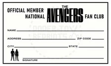 THE AVENGERS - NATIONAL FAN CLUB MEMBERSHIP CARD - VINTAGE FANTASY