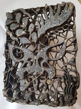 Vintage Batik block metal patterned fabric wax print block