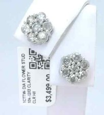 5500 0.25CT Real Diamond Halo Cluster Stud Earrings Solid 10K White Gold