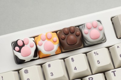 Multi-Color Kitty Paw ABS Silicone Artisan Keycaps For Cherry MX keyboard
