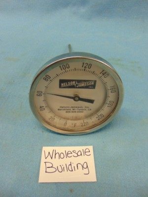 NELSON JAMESON, THERMOMETER, 0-220°F, 5'' FACE DIA, 8-3/8'' STEM, 1/2'' NPT