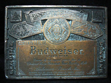 LK13109 VINTAGE 1974 ODEN  GENUINE BUDWEISER LAGER BEER  BRASSTONE BELT BUCKLE