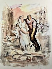 Rare Libération de Paris 1944 Croix Rouge Résistance FFI FTP Rare Gravure WW2