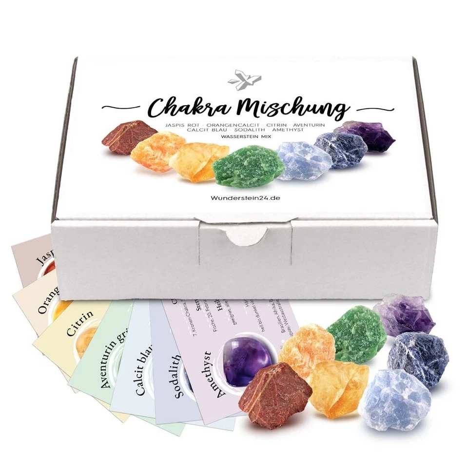 Wassersteine Geschenkset – Chakra-Mischung AA - Qualität Edelsteine | Rohsteine - Bild 2 von 4