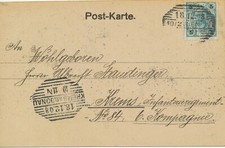 &Ouml;STERREICH "KREMS a.d. DONAU"  (N.&Ouml;.) u. "10/2 WIEN 7" Schraffenstempel Bf 1908
