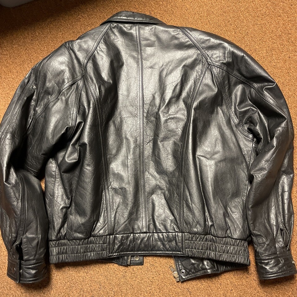 Vtg DISTRESSED Leather BOMBER Jacket Mens Size 40 Lined Motorcycle Hill