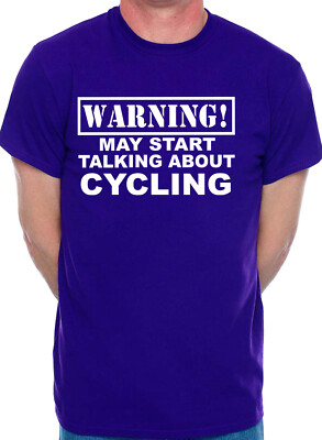 Warning May Talk About Radfahren Fahrradfahrer lustiges Herren-T-Shirt Größe S-5XXL