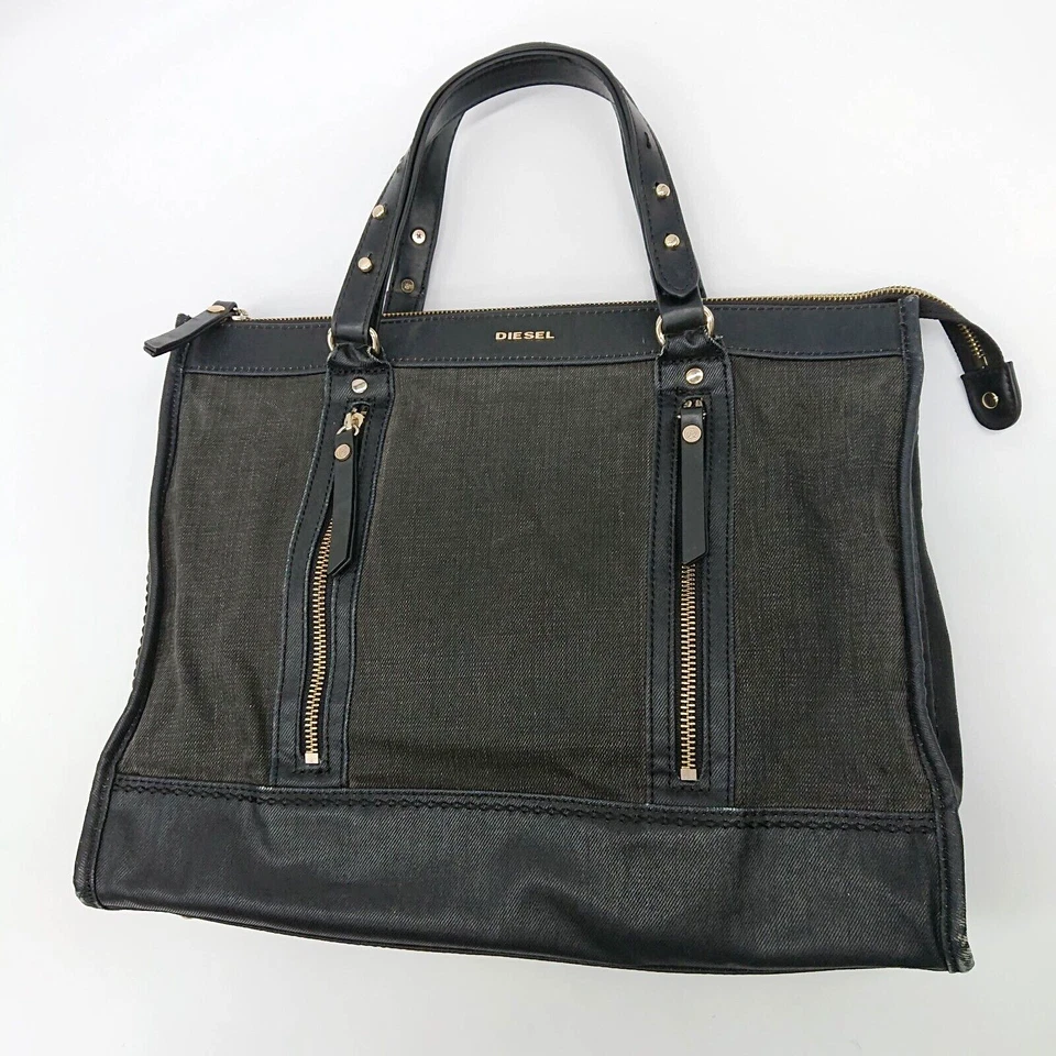 Bolso de Negocios DIESEL Bolso de Mano Maletín Cuero de Lona Negro Hecho en China Foto 2 de 4
