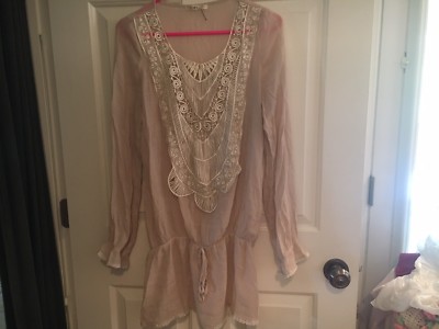 CIEL Cream Blouse With Crochet Accents S/M