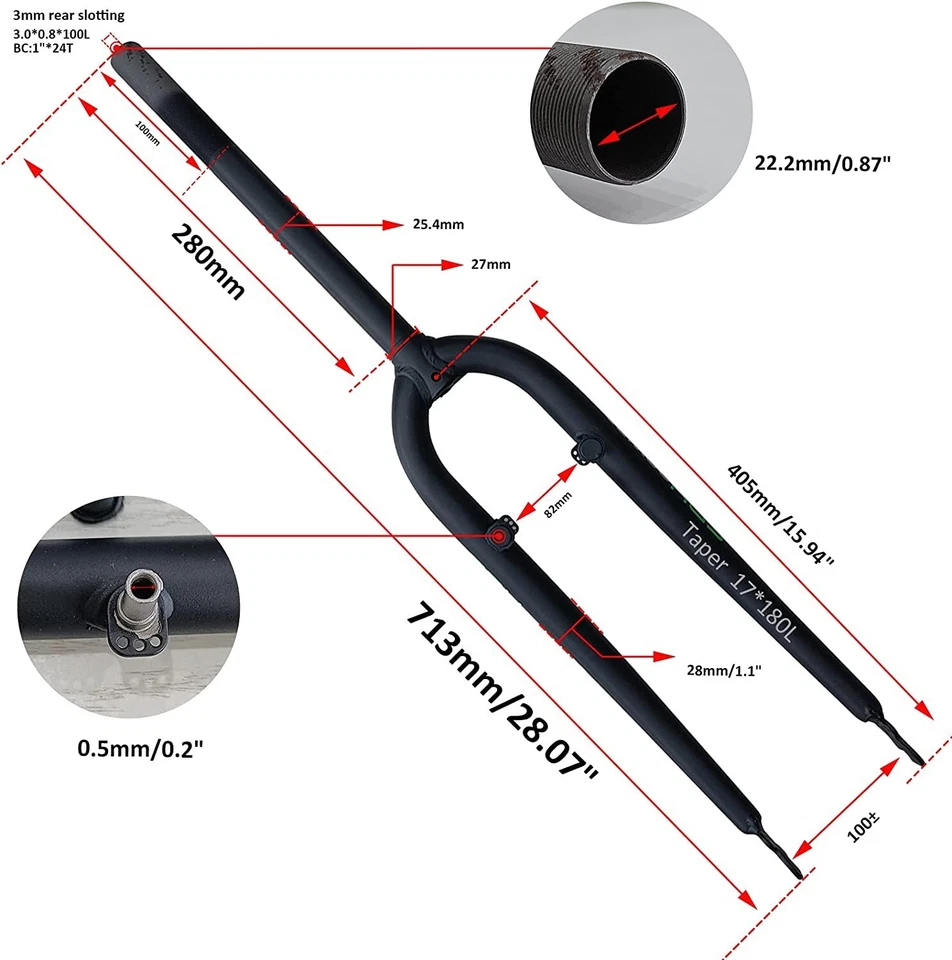 1 inch Threaded Fork 700C Fixed Bicycle MTB Road Cruiser Bike Fork-Caliper Brake - Image 2 of 4