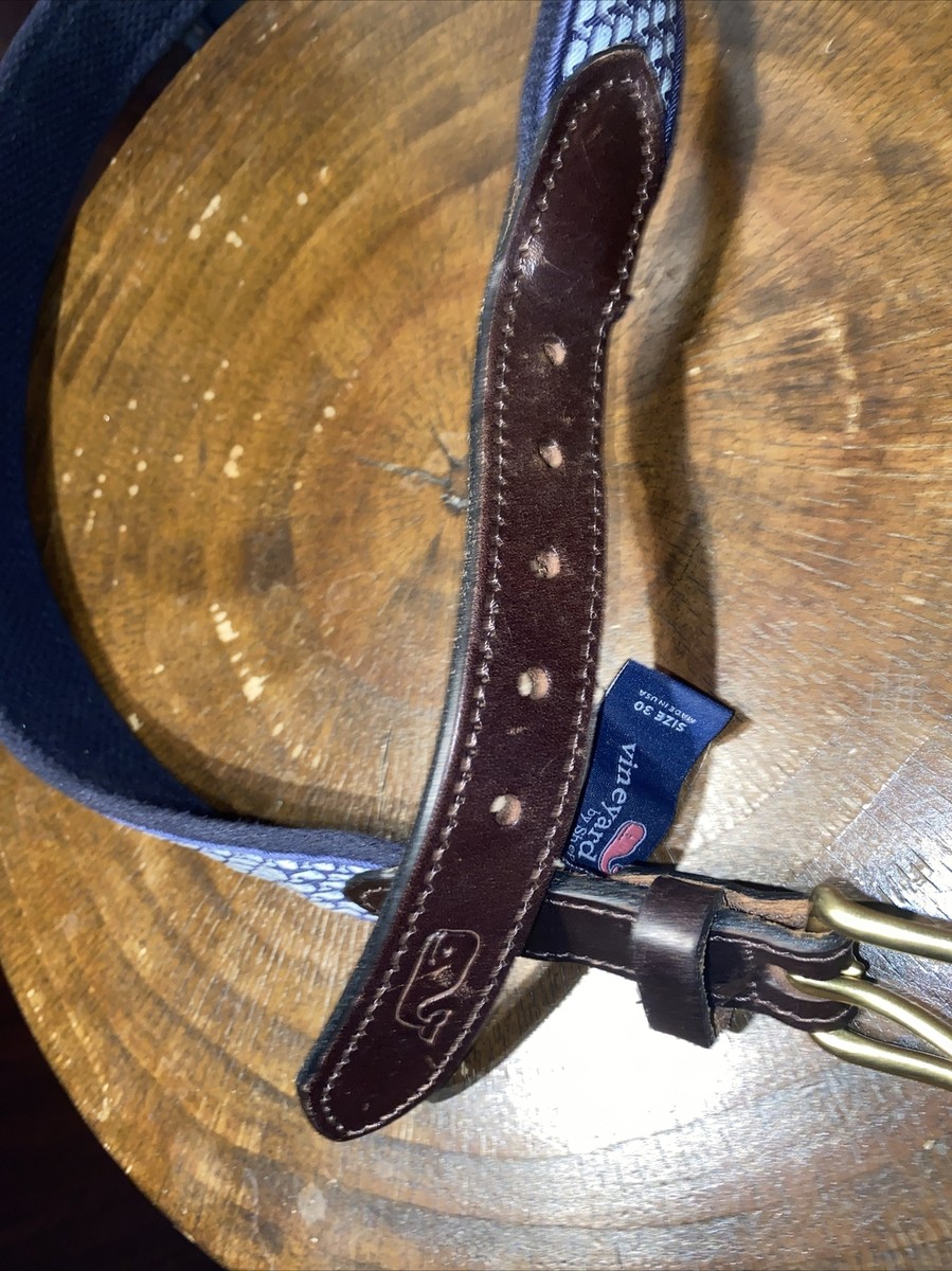 Vineyard Vines Brown Leather Belt with Gold Whale Buckle s-l400.jpg main image 3
