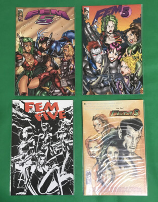 Entity Comics FEM FIVE #1a, 1b, 1c& 1d Lot of 4 (1996)